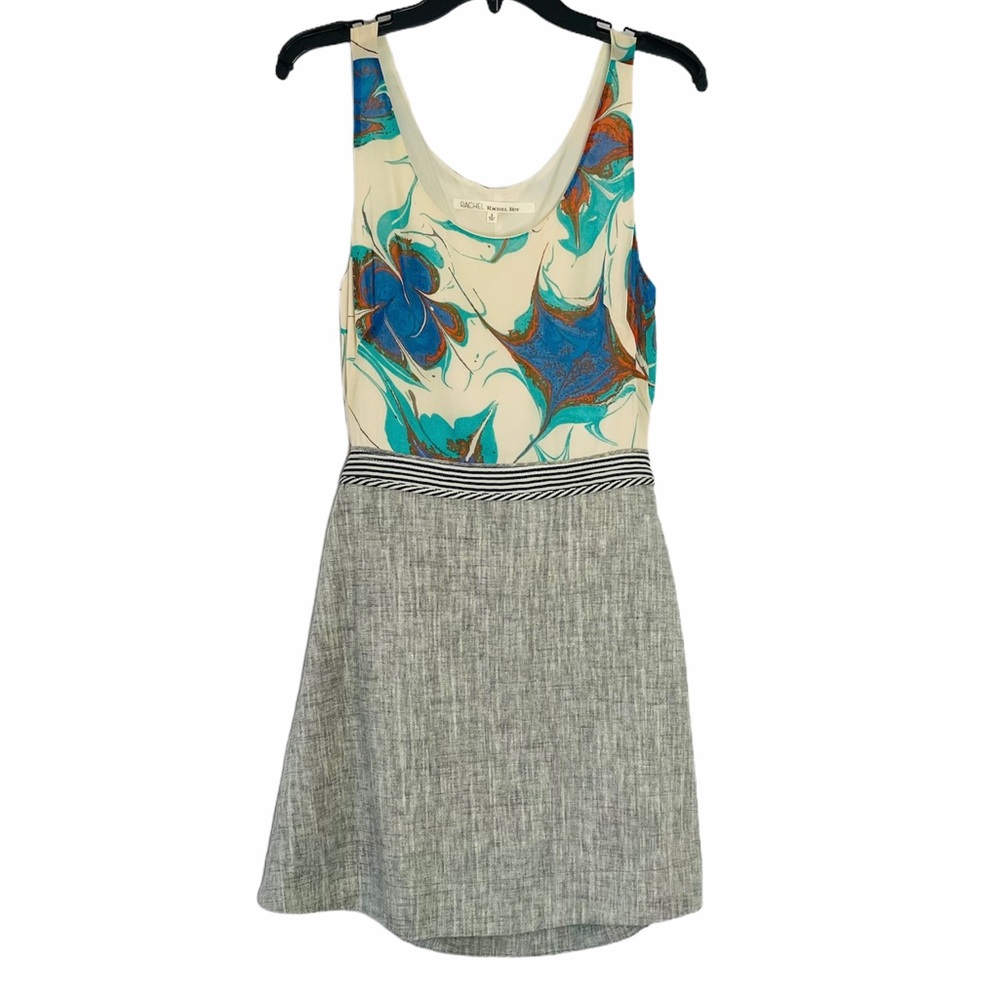 RACHEL ROY FLORAL AND GRAY SPLIT BACK DRESS 6